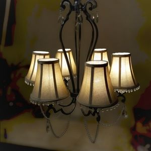 *SOLD* Underwriters Laboratories 6 armed shaded crystal chandelier